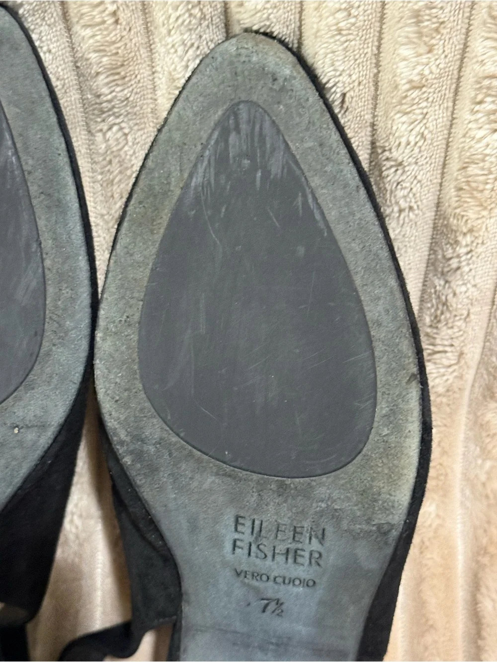 Eileen Fisher Black Suede Pointed Slingback Pumps size 7.5